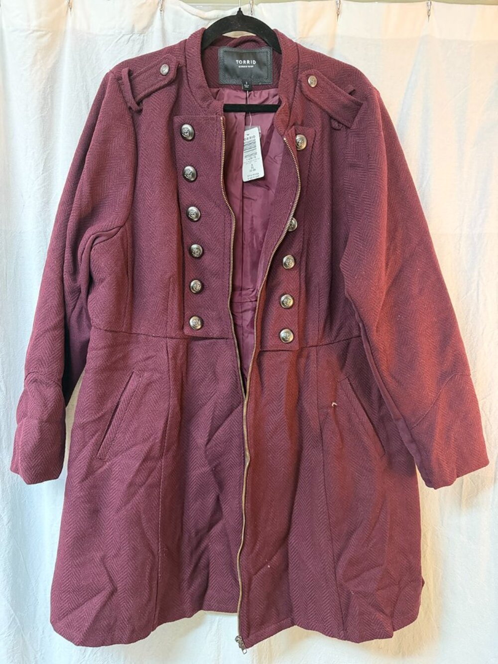 Zip-Front Military Coat
